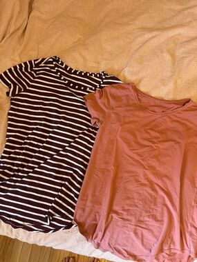 Lululemon Love Tee Duo - pink and red and white stripe